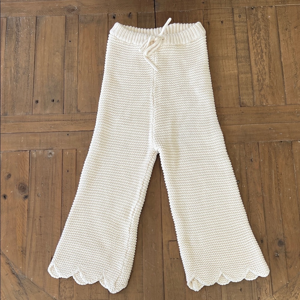 Noni The Label Cream Crochet  Pants Girls 6 Years Scalloped Cotton Bohemian